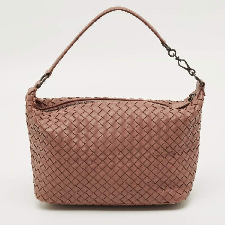 Pre Owned Bottega Veneta Old Rose Intrecciato Leather Shoulder Bag