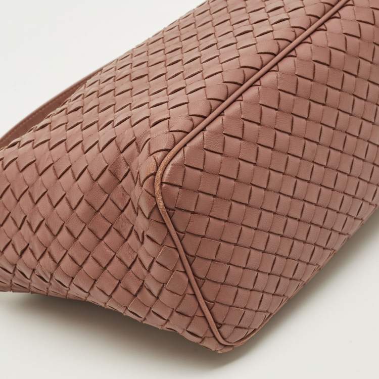 Pre Owned Bottega Veneta Old Rose Intrecciato Leather Shoulder Bag