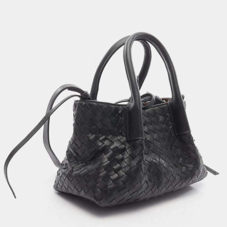 Pre Owned Bottega Veneta Small Pinacoteca Handbag Leather Black