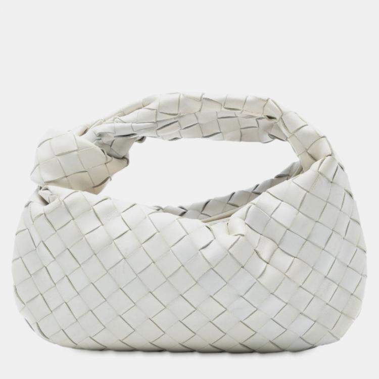 Pre Owned Bottega Veneta White Mini Nappa Intrecciato Jodie