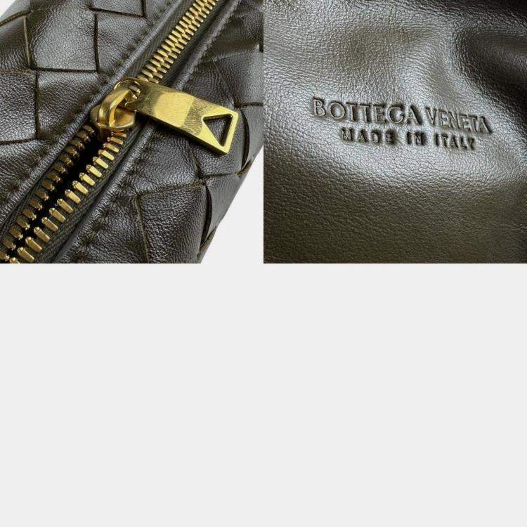 Pre Owned Bottega Veneta Intrecciato Leather Handbag Khaki