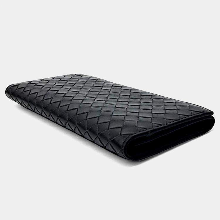 Pre Owned Bottega Veneta Grey Leather Mesh Long Wallet