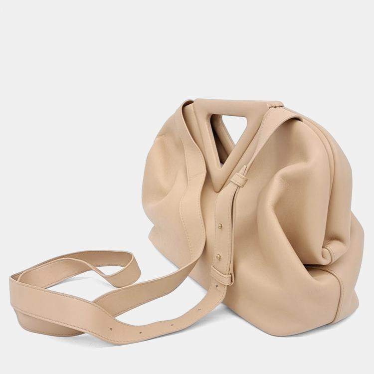 Pre Owned Bottega Veneta Beige Leather Point Bag