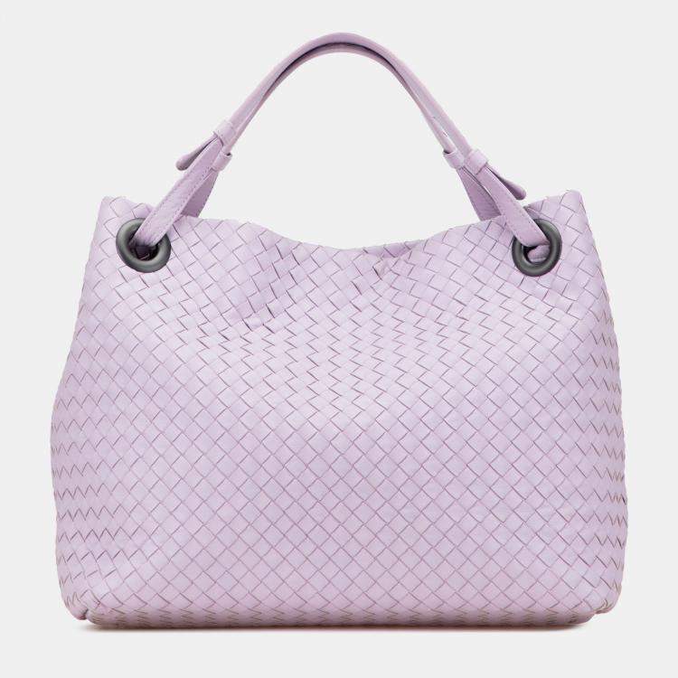 Pre Owned Bottega Veneta Purple Medium Nappa Intrecciato Bella Tote
