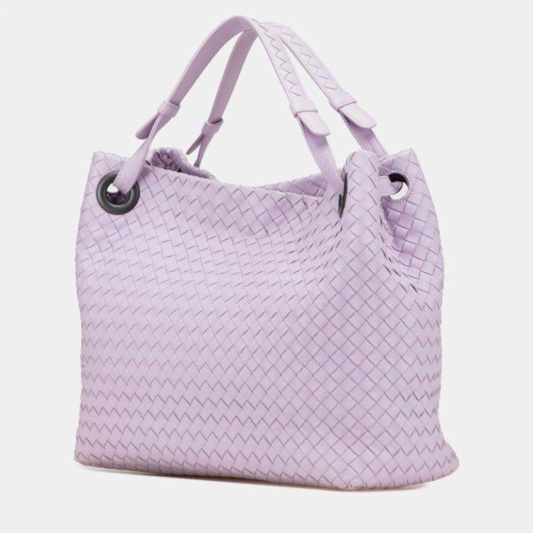 Pre Owned Bottega Veneta Purple Medium Nappa Intrecciato Bella Tote