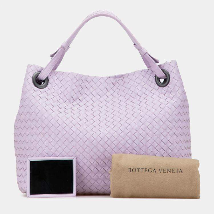 Pre Owned Bottega Veneta Purple Medium Nappa Intrecciato Bella Tote