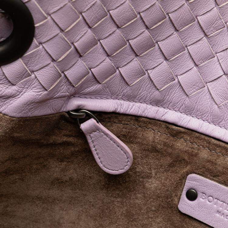 Pre Owned Bottega Veneta Purple Medium Nappa Intrecciato Bella Tote