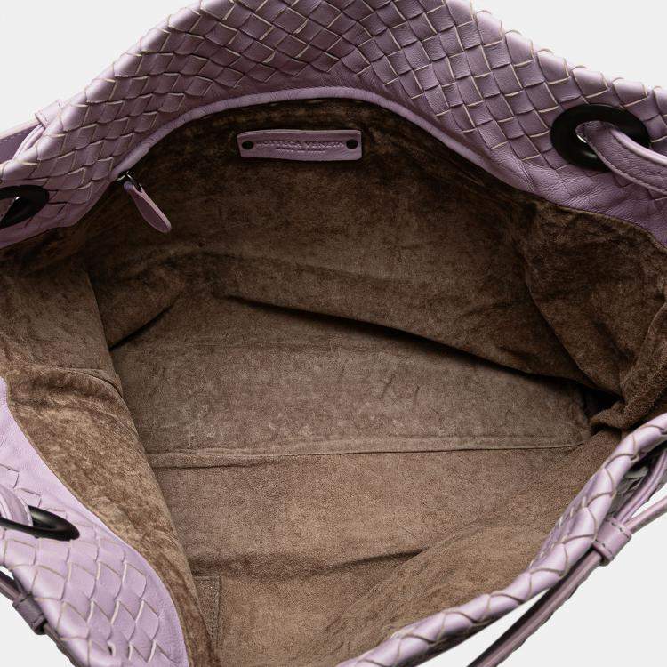 Pre Owned Bottega Veneta Purple Medium Nappa Intrecciato Bella Tote
