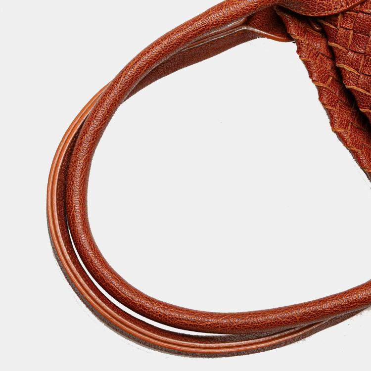 مملوكة مسبقًا Bottega Veneta Brown Small Lambskin Intreccio Cabat Tote