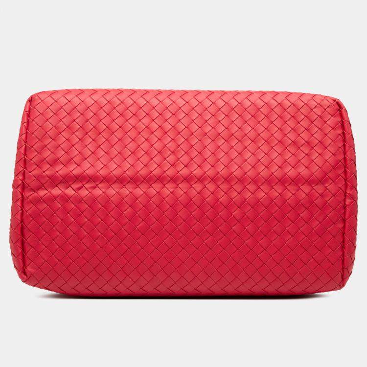 Pre Owned Bottega Veneta Red Nappa Intrecciato Milano Tote