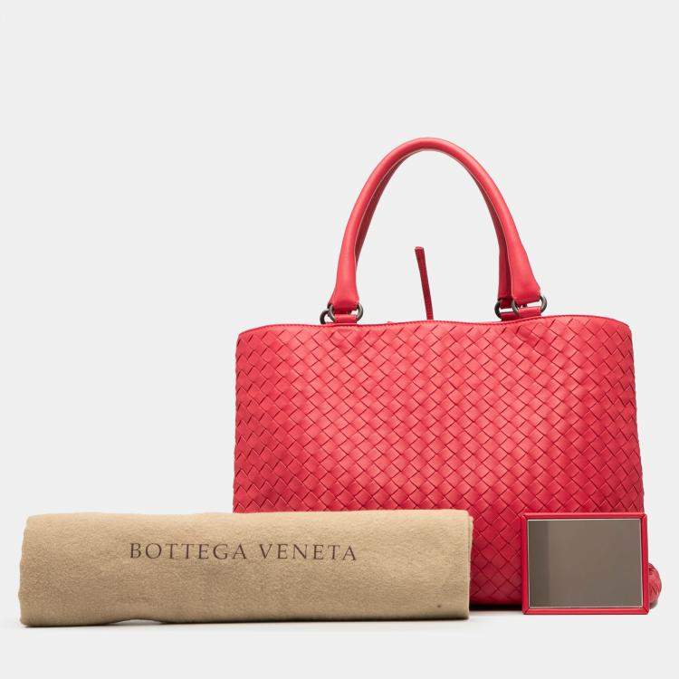 Pre Owned Bottega Veneta Red Nappa Intrecciato Milano Tote