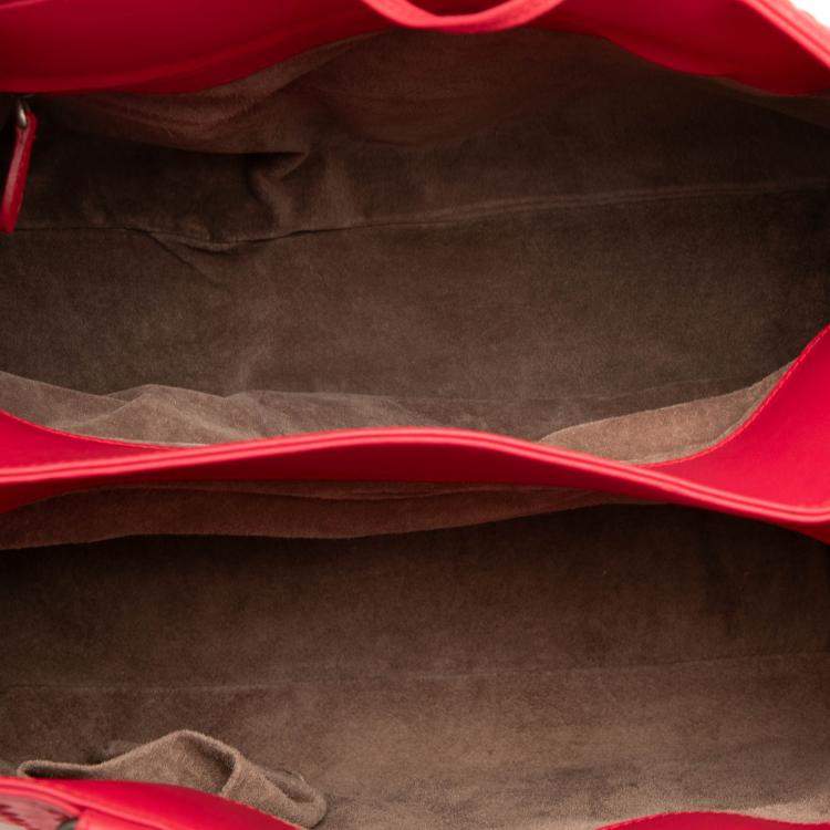 Pre Owned Bottega Veneta Red Nappa Intrecciato Milano Tote