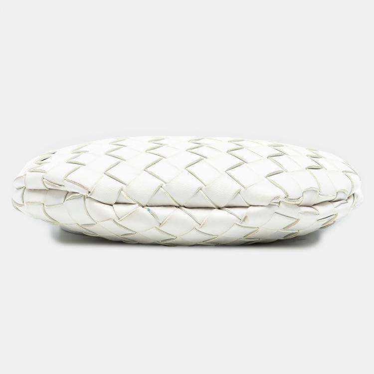 Pre Owned Bottega Veneta White Baby Lambskin Intrecciato Sardine