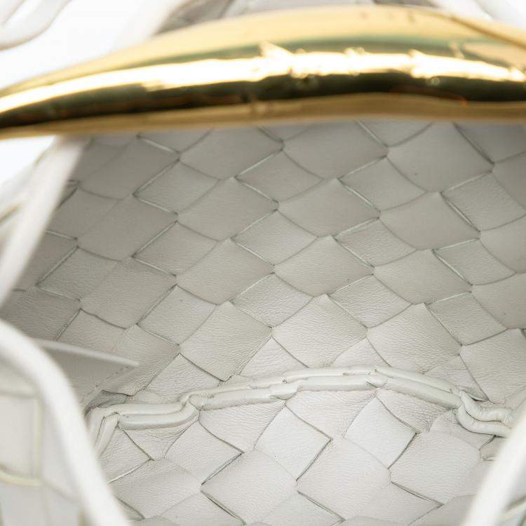 Pre Owned Bottega Veneta White Baby Lambskin Intrecciato Sardine
