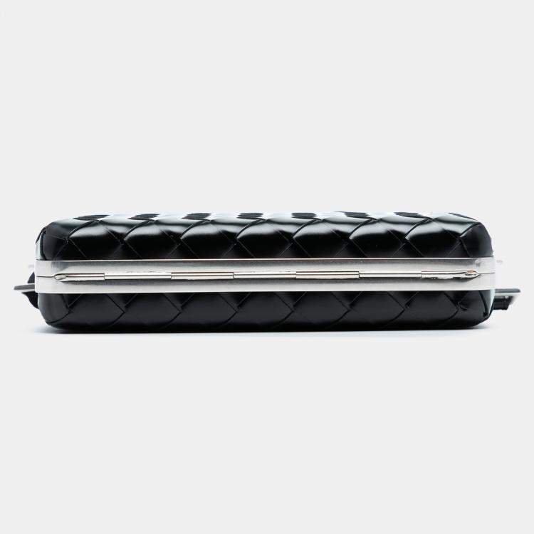 Pre Owned Bottega Veneta Black Spazzolato Intrecciato Box Messenger Bag