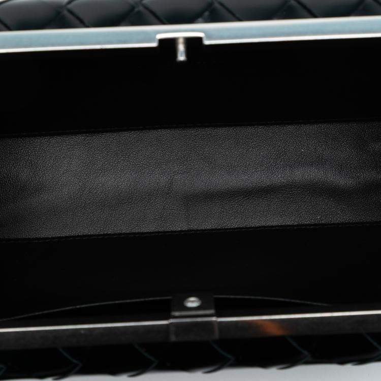 Pre Owned Bottega Veneta Black Spazzolato Intrecciato Box Messenger Bag