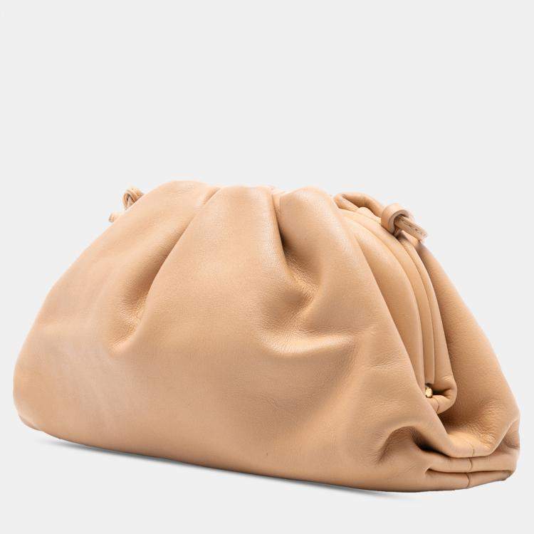 Pre Owned Bottega Veneta Brown Lambskin The Mini Pouch Crossbody