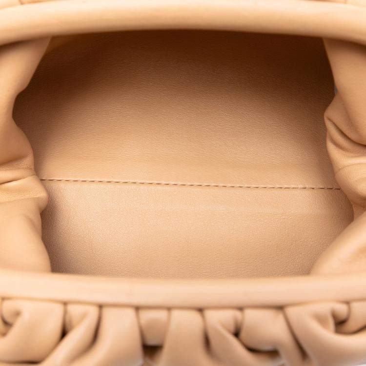 Pre Owned Bottega Veneta Brown Lambskin The Mini Pouch Crossbody