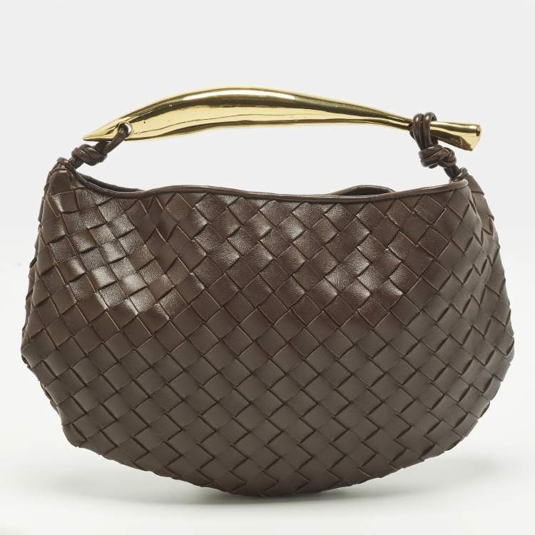 Pre Owned Bottega Veneta Sardine Brown Intrecciato Leather Hobo