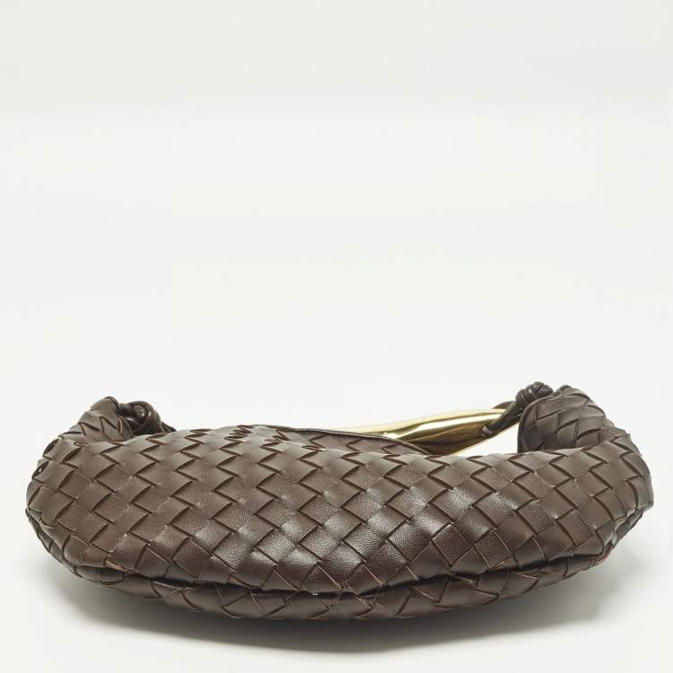 Pre Owned Bottega Veneta Sardine Brown Intrecciato Leather Hobo