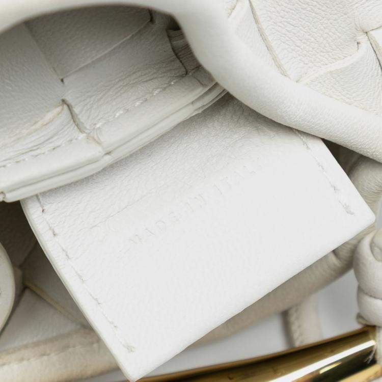 Pre Owned Bottega Veneta White Baby Lambskin Intrecciato Sardine