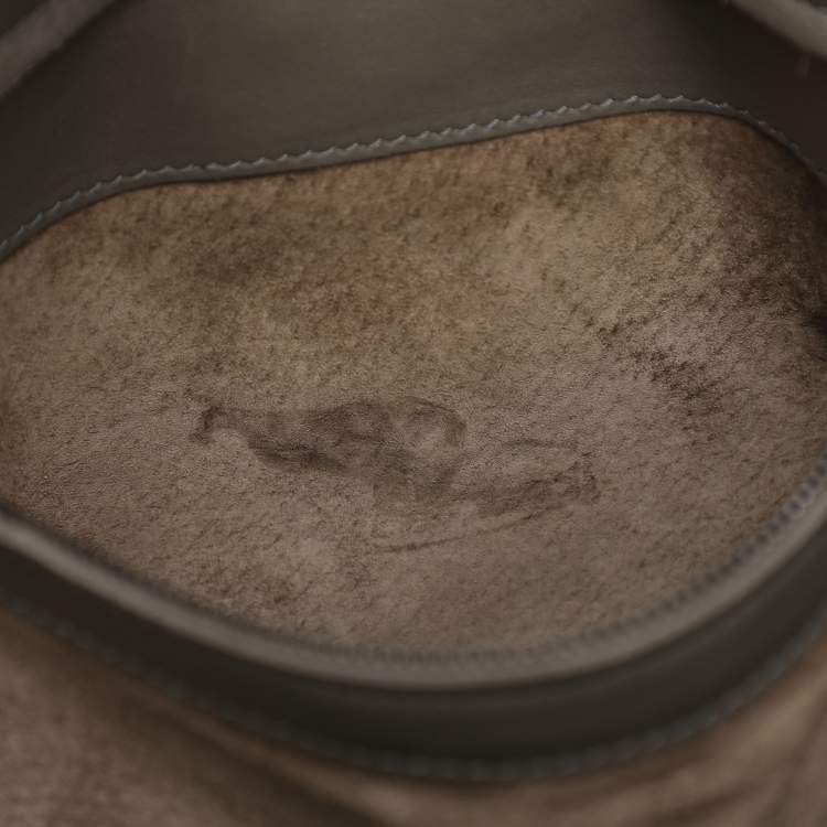 Pre Owned Bottega Veneta Roma Medium Grey Intrecciato Leather Tote