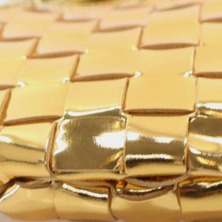 Pre Owned Bottega Veneta Gold Baby Metallic Lambskin Intrecciato Sardine