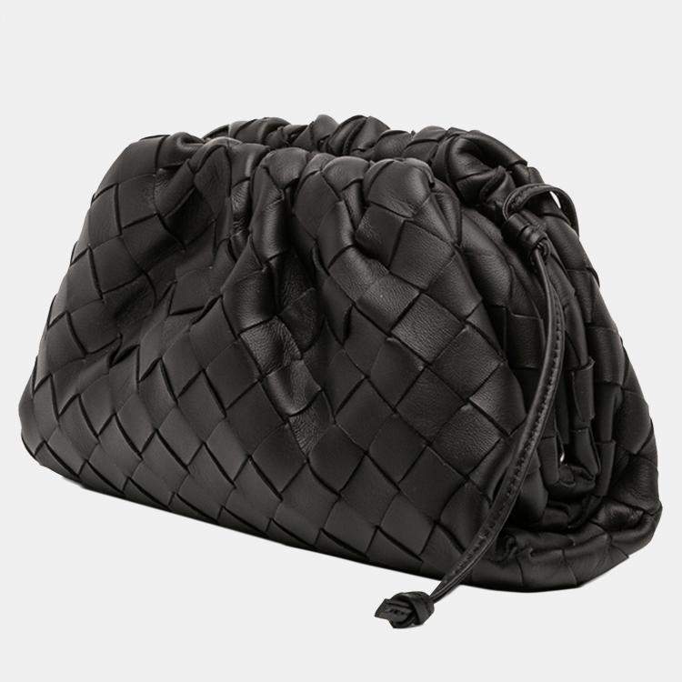 Pre Owned Bottega Veneta Black Nappa Intrecciato The Mini Pouch Crossbody