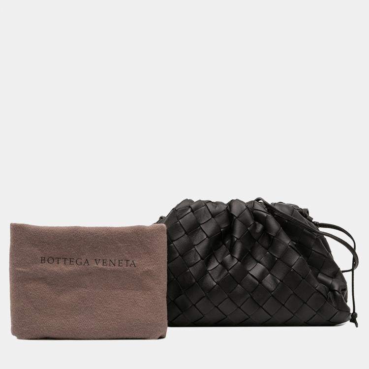 Pre Owned Bottega Veneta Black Nappa Intrecciato The Mini Pouch Crossbody