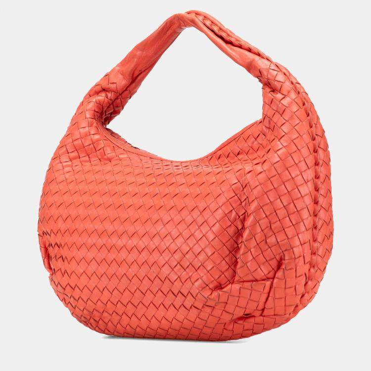 Pre Owned Bottega Veneta Orange Medium Nappa Intrecciato Belly Hobo