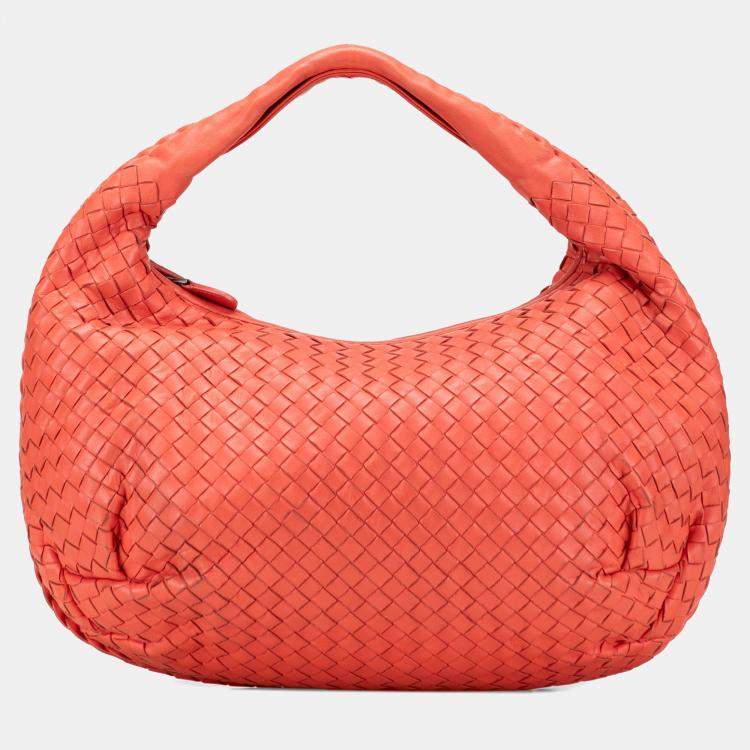 Pre Owned Bottega Veneta Orange Medium Nappa Intrecciato Belly Hobo