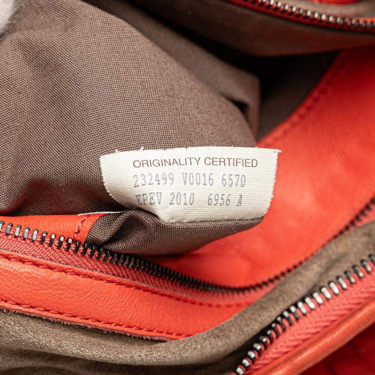 Pre Owned Bottega Veneta Orange Medium Nappa Intrecciato Belly Hobo