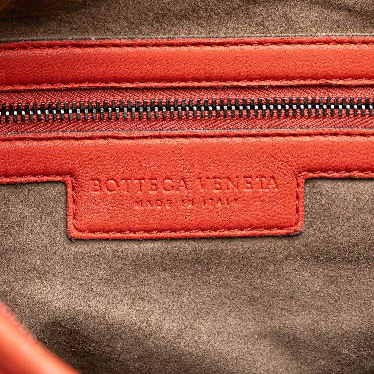 Pre Owned Bottega Veneta Orange Medium Nappa Intrecciato Belly Hobo