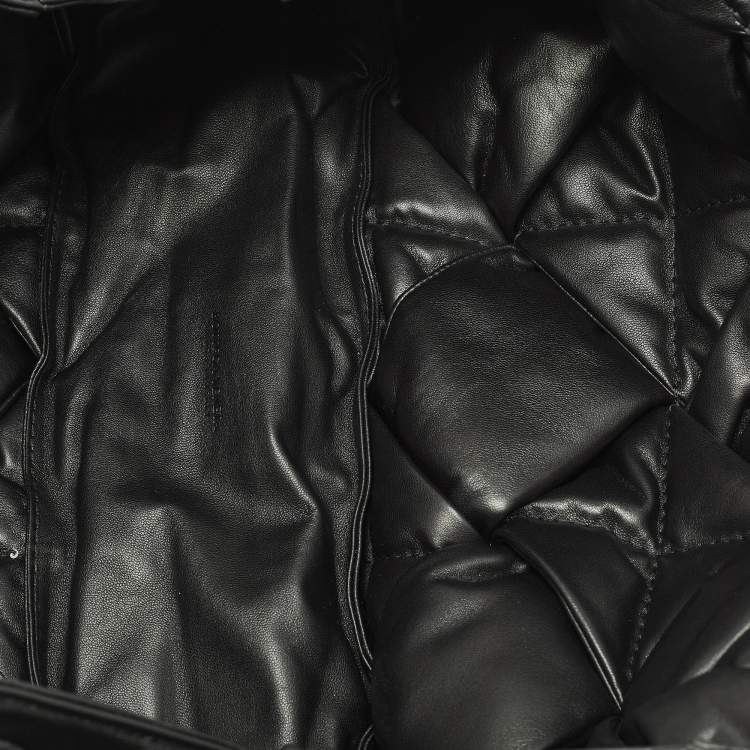 Pre Owned Bottega Veneta Padded Lock Black Leather Shoulder Bag