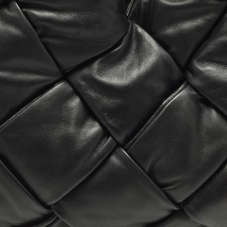 Pre Owned Bottega Veneta Padded Lock Black Leather Shoulder Bag