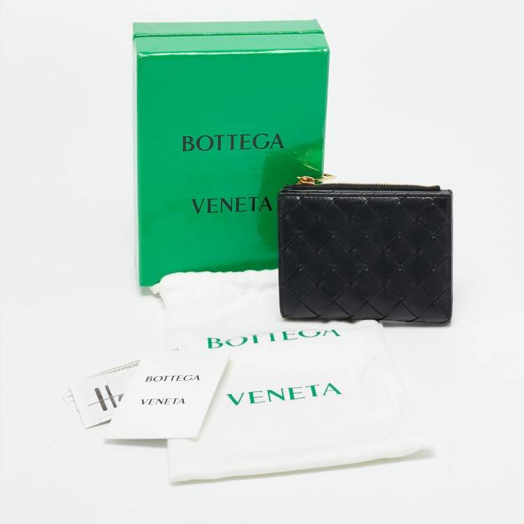 Pre Owned Bottega Veneta Black Intrecciato Leather Bifold Wallet