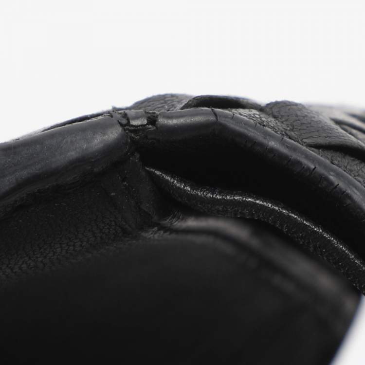 Pre Owned محفظة فرنسية بوتيغا فينيتا جلد إنتريشياتو أسود