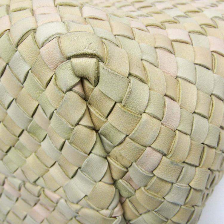 مملوكة مسبقًا Bottega Veneta Intrecciato Cabas PM Leather Tote Bag Cream