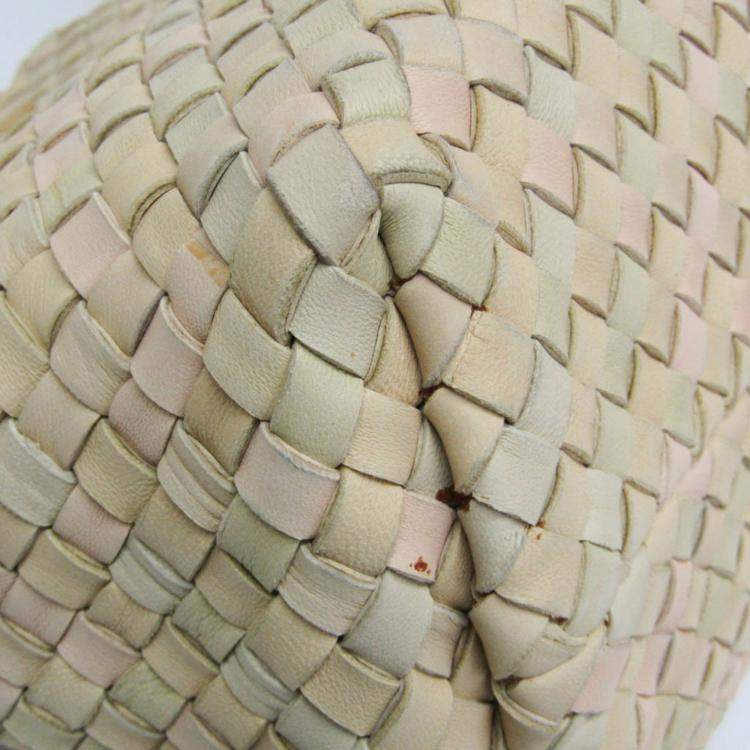 مملوكة مسبقًا Bottega Veneta Intrecciato Cabas PM Leather Tote Bag Cream