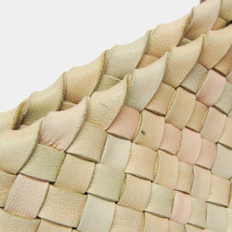 مملوكة مسبقًا Bottega Veneta Intrecciato Cabas PM Leather Tote Bag Cream