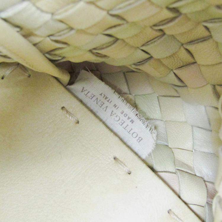 مملوكة مسبقًا Bottega Veneta Intrecciato Cabas PM Leather Tote Bag Cream