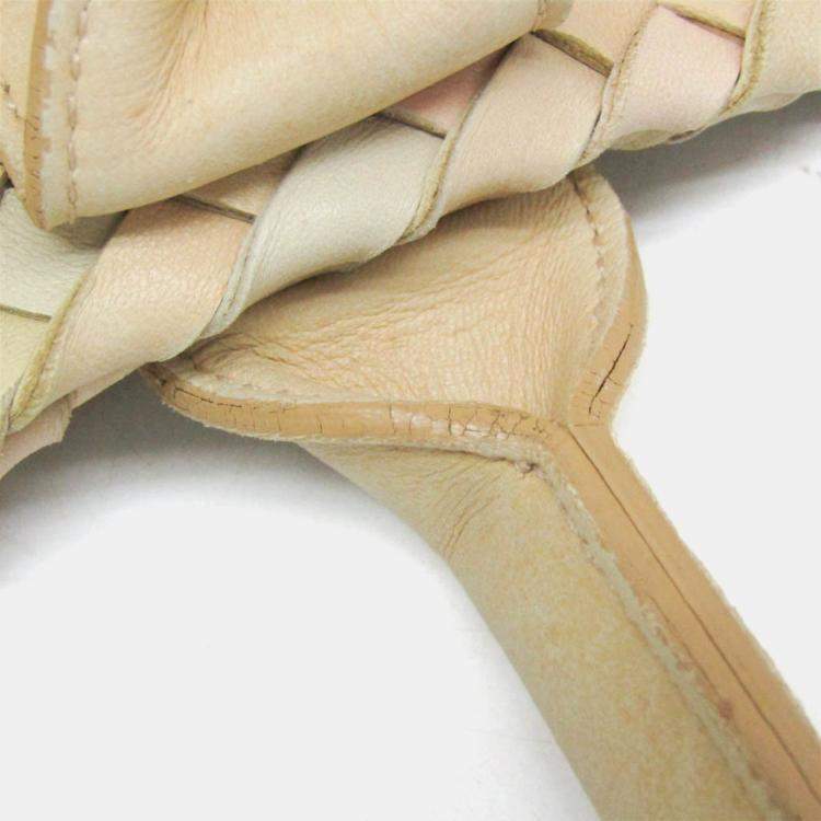 مملوكة مسبقًا Bottega Veneta Intrecciato Cabas PM Leather Tote Bag Cream