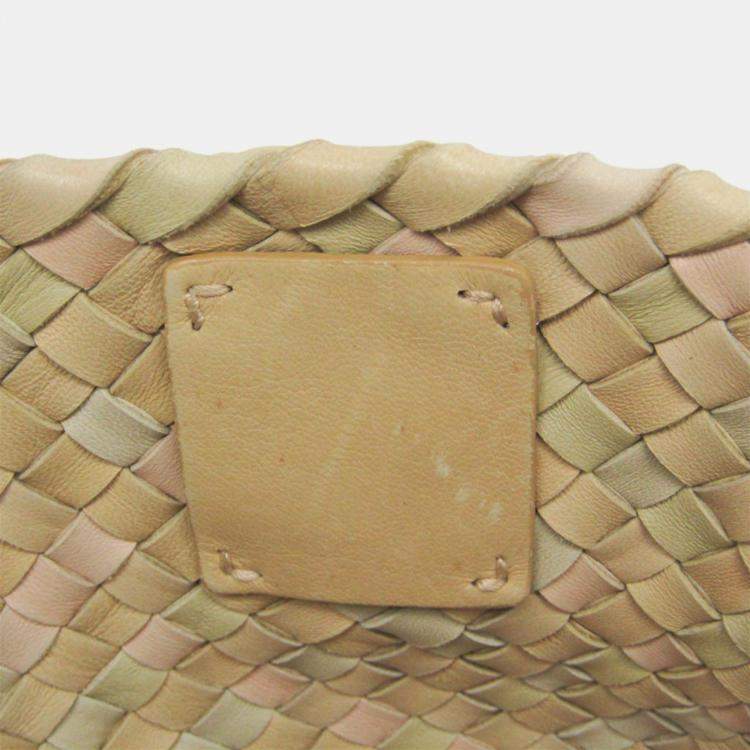 مملوكة مسبقًا Bottega Veneta Intrecciato Cabas PM Leather Tote Bag Cream