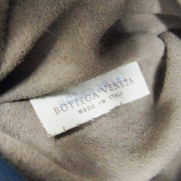 Pre Owned Bottega Veneta Intrecciato Small Boston Bag Leather Shoulder Bag Blue