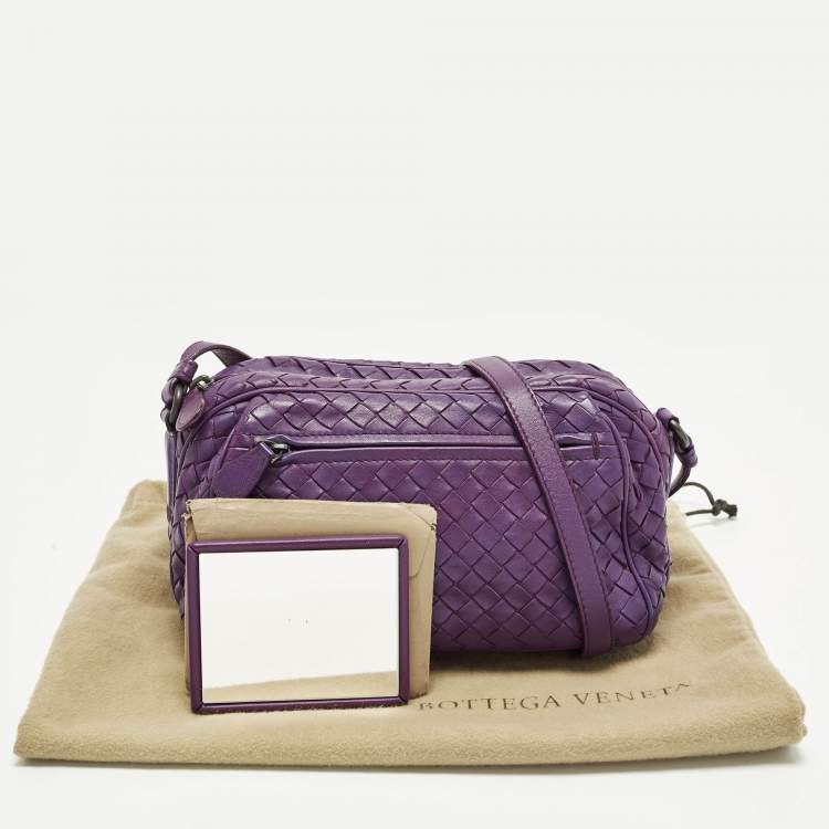 Pre Owned  Bottega Veneta Pocket Purple Intrecciato Leather Camera Crossbody Bag