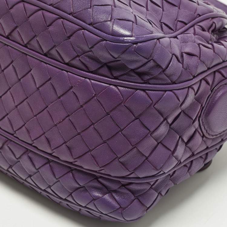 Pre Owned  Bottega Veneta Pocket Purple Intrecciato Leather Camera Crossbody Bag