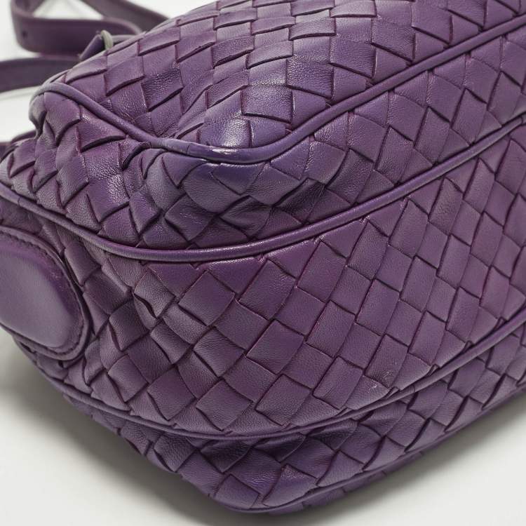 Pre Owned  Bottega Veneta Pocket Purple Intrecciato Leather Camera Crossbody Bag
