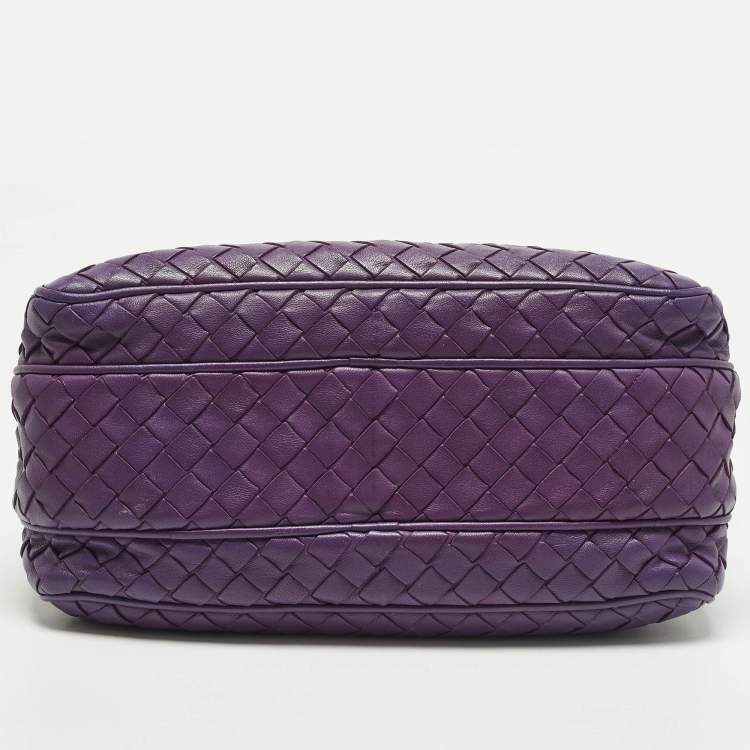 Pre Owned  Bottega Veneta Pocket Purple Intrecciato Leather Camera Crossbody Bag