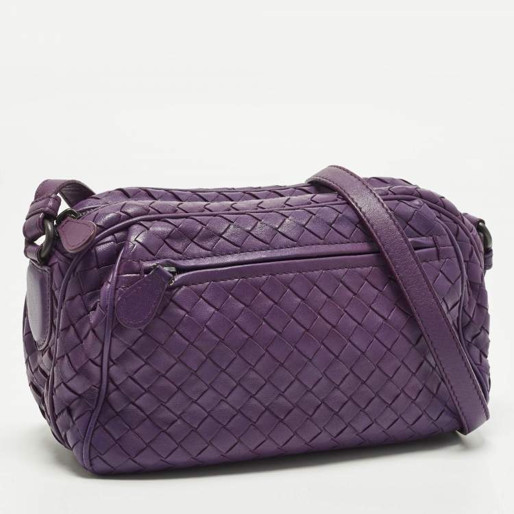 Pre Owned  Bottega Veneta Pocket Purple Intrecciato Leather Camera Crossbody Bag