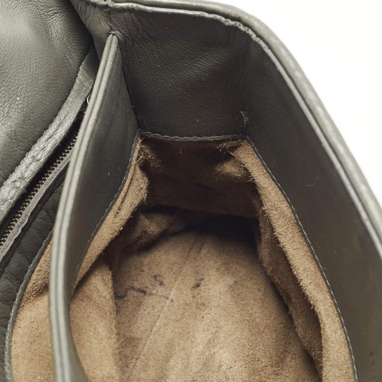 Pre Owned Bottega Veneta Olimpia Small Grey Intrecciato Leather Shoulder Bag